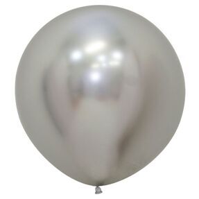 Шар (24"/60 см) Рефлекс Серебро (Зеркальные шары) / Reflex Silver, 10шт